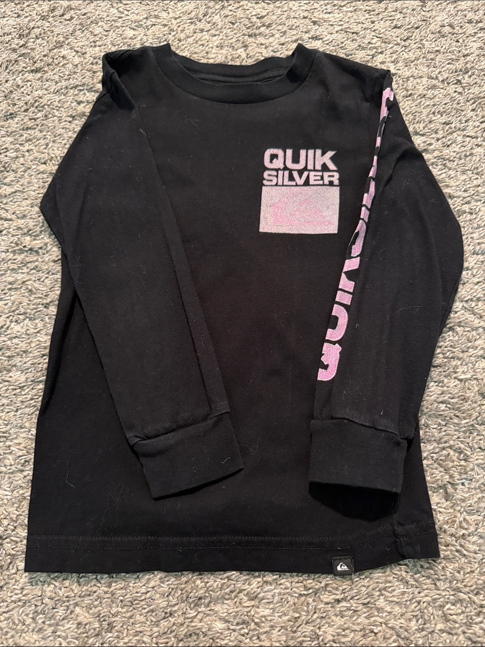 Quiksilver Black Long-Sleeve Tee with Pink Logo Accent